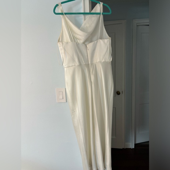 Amsale Satin Cowl Neck Midi Dress Ivory - Picture 6 of 6
